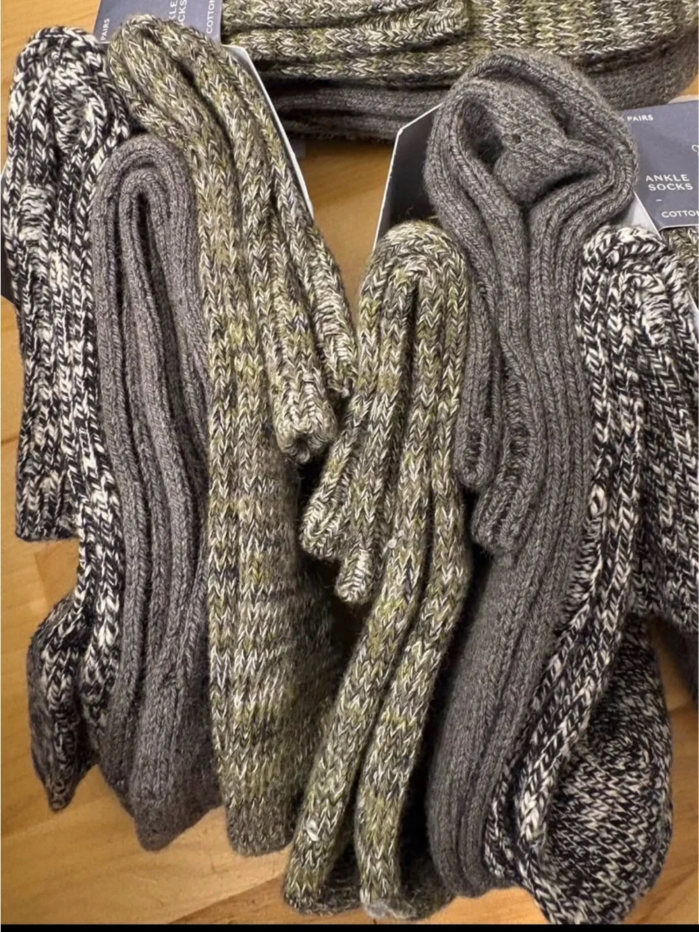 Universal Thread Olive and Gray Marled Ankle Socks - 3 Pack x4